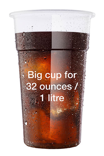 Crystal clear PET big cup for 32 ounces / 1 litre