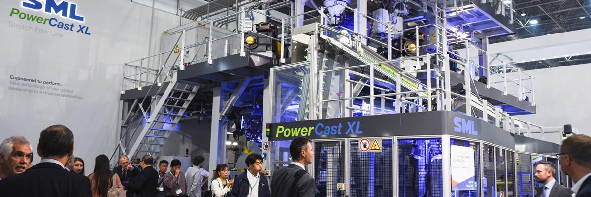 SML at K2019: high-volume PowerCast XL stretch film line in full operation